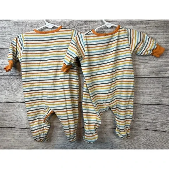 Onesies Gerber Brand Long Sleeve Onesie Sleepers Set Of 2  0-3 Months - Picture 4 of 6